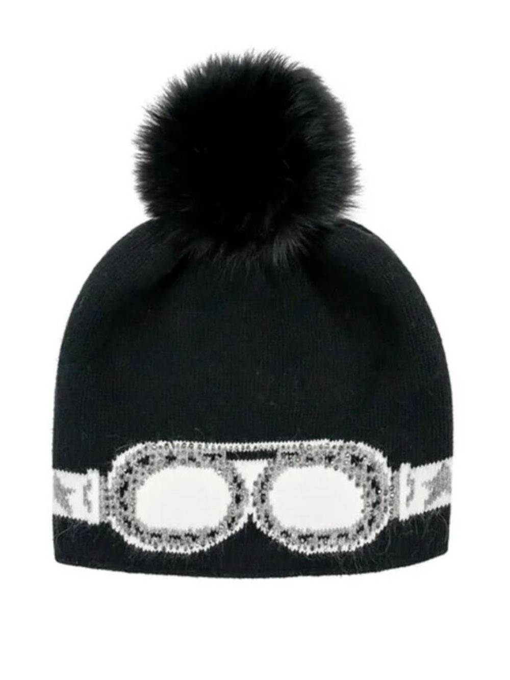 Mitchie’s Women’s Ski Goggle Beanie with Fox Fur Pom Pom, OS